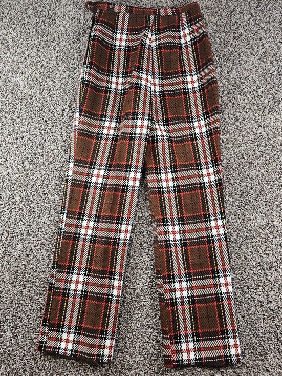 Pants - Vintage 1970s Miss Holly Womens Sz 14T Tall Straight Leg Pants Brown Plaid